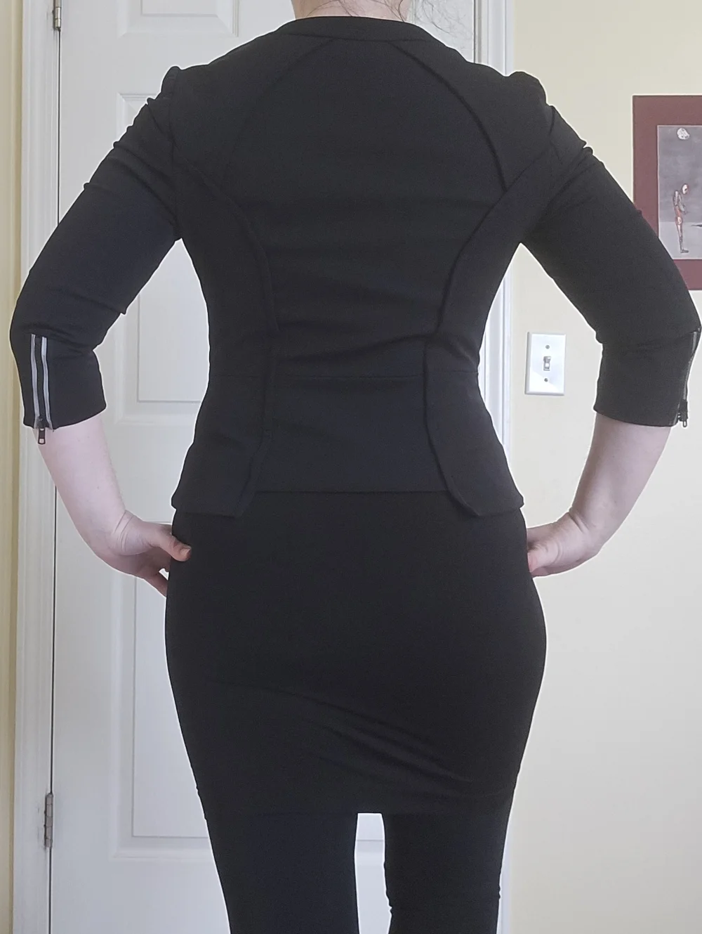 Milly Of New York Black Zip-Front Tailored Designer Jacket - Picture 4 of 13